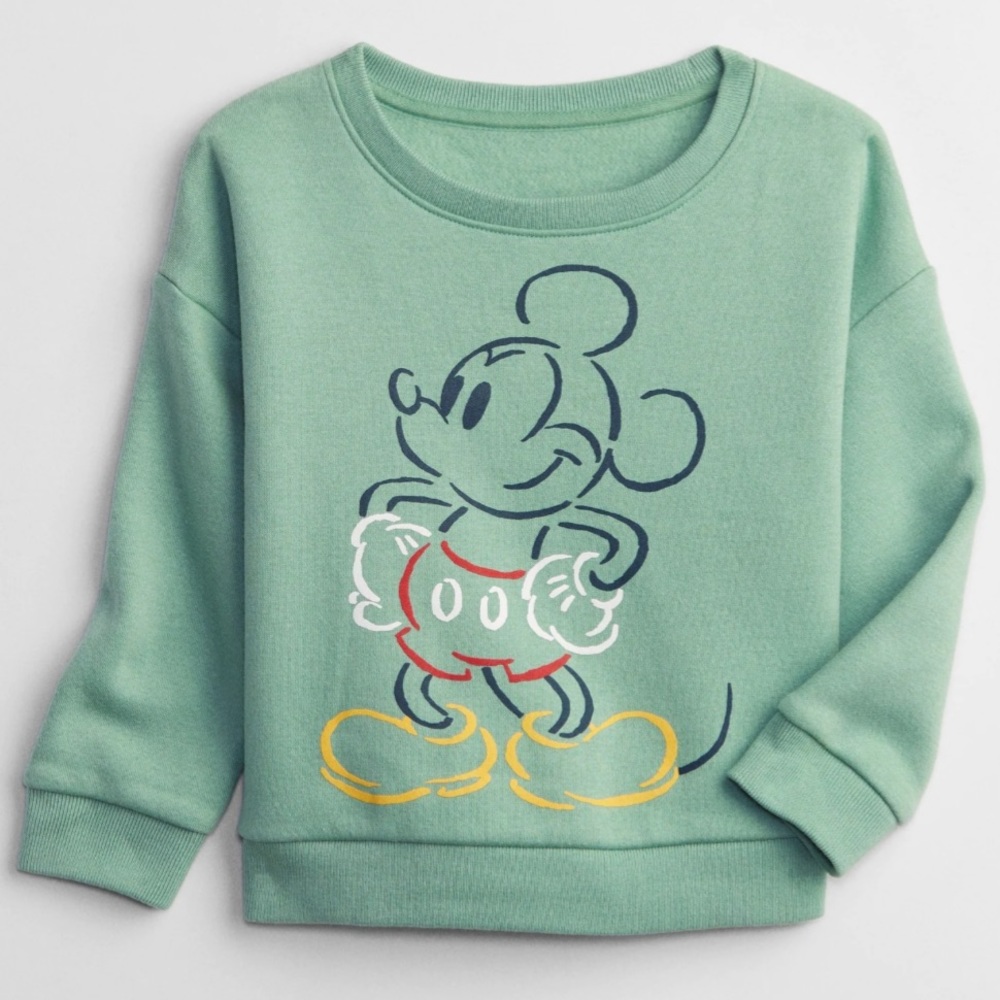 Gap baby Mickey Mouse granite green pull over sweatshirt.